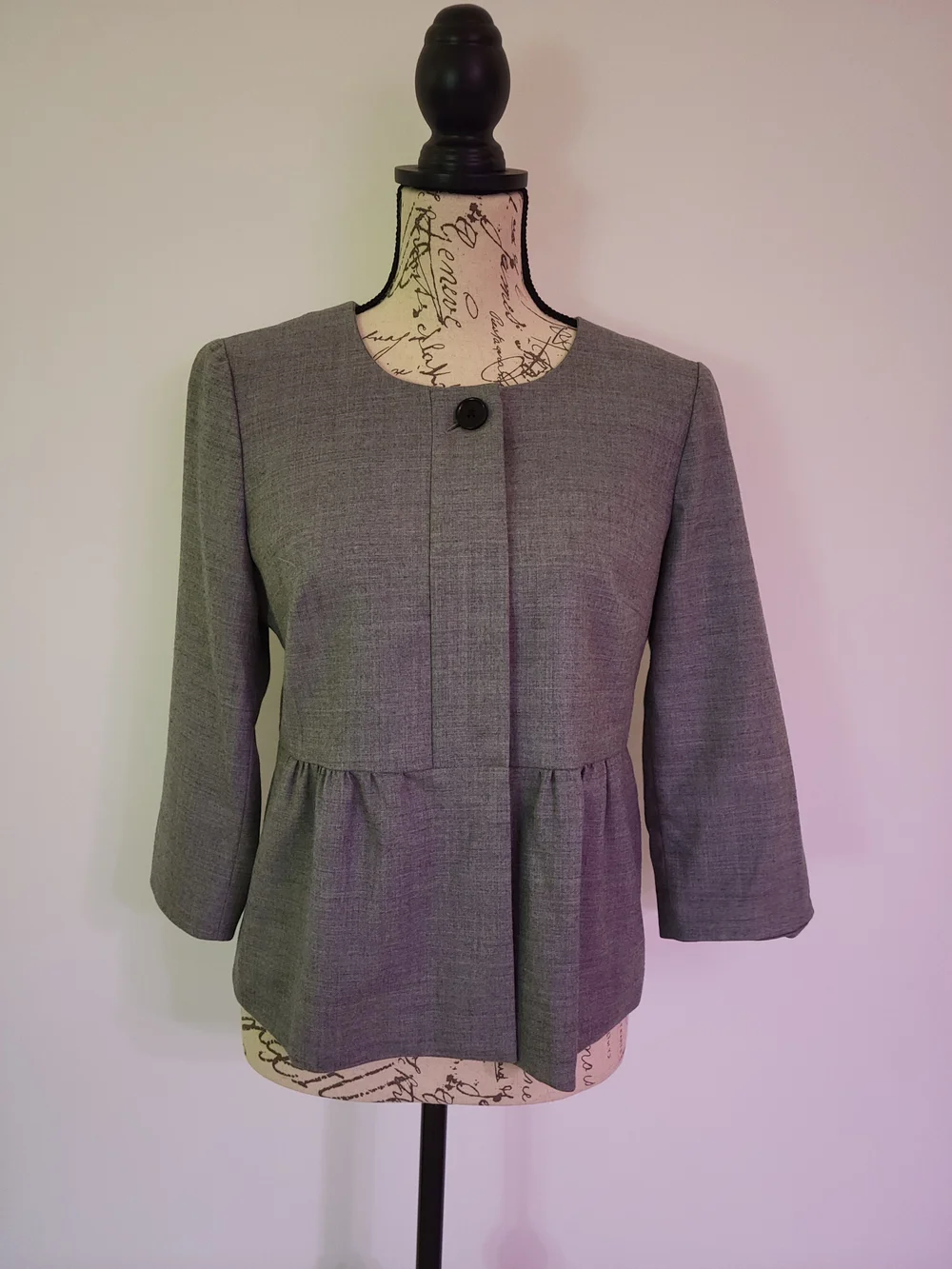 J. Crew Women's Gray Wool Blend Peplum Blazer 3/4 Sleeves Size 6